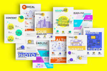 Flat Line Design Flyer Templates