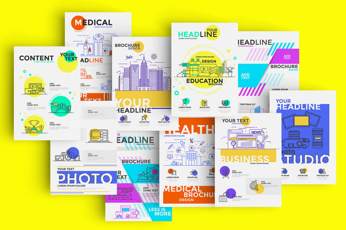 Flat Line Design Flyer Templates