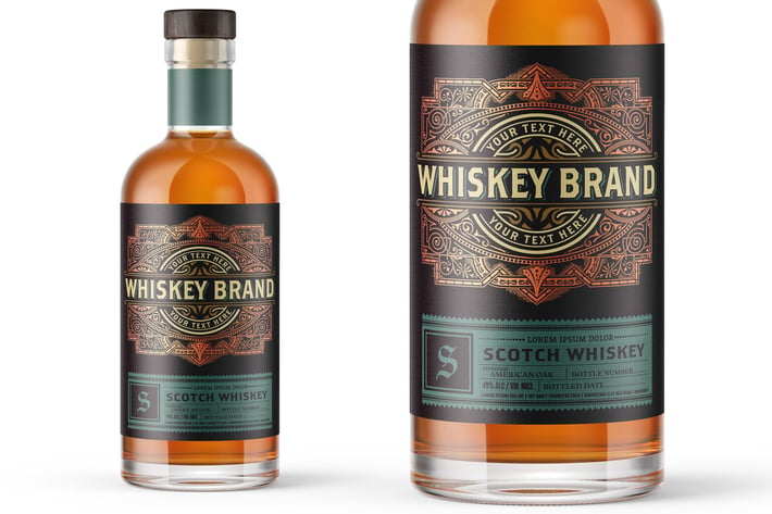 Vintage Whiskey Label Packaging Layout 