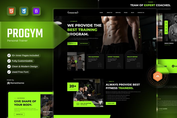 Progym - Personal Trainers & Fitness HTML Template