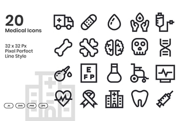20 Medical Icons Set - Line