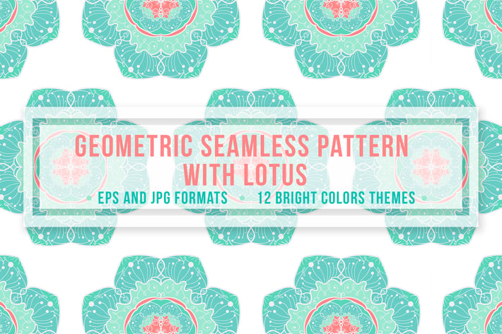 Geometric Seamless Pattern With Lotus