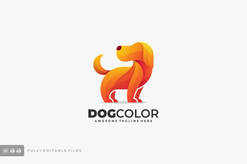 Cute Dog Colorful Logo Template