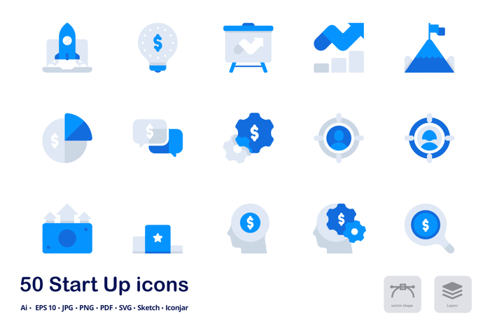 Start Up Accent Duo Tone Flat Icons