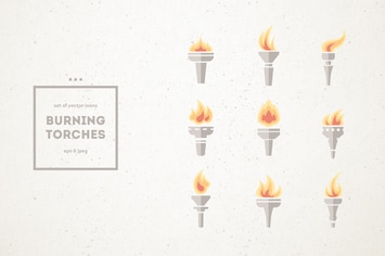 Set of Burning Torch Icons