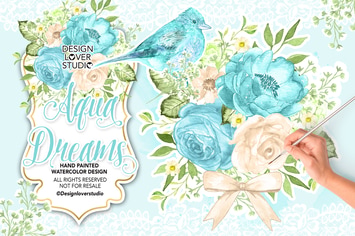 Watercolor AQUA BLUE design