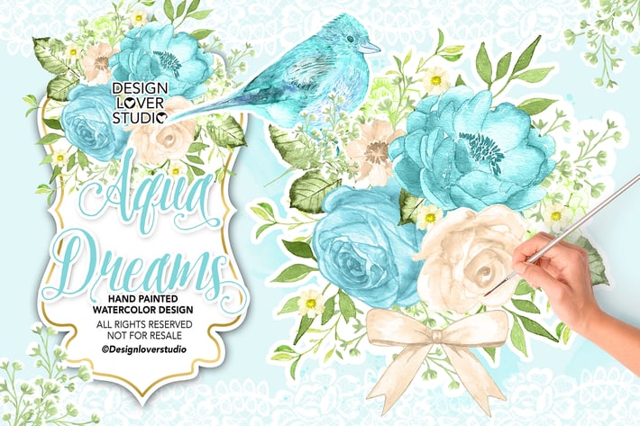 Watercolor AQUA BLUE design