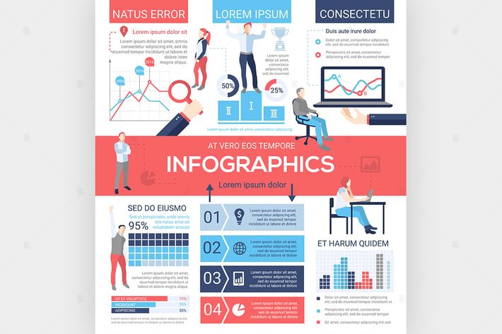 People Infographics - flat design style poster