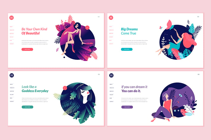 Set of Beauty Web Page Design Templates