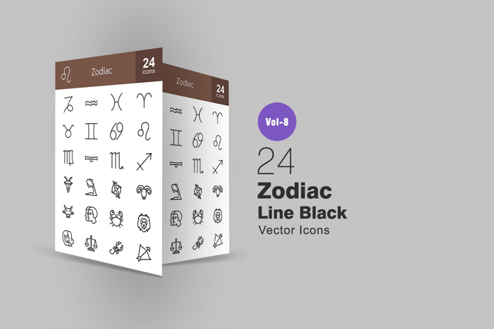 24 Zodiac Line Icons