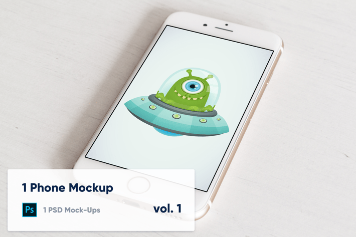 1 Phone Mockup on Wooden Background