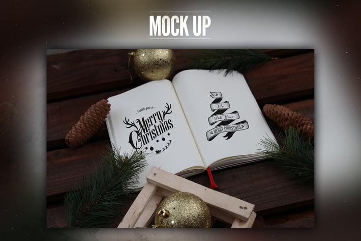 Vintage Christmas Book Mock Up