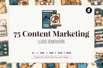 75 Content marketing elements line color design