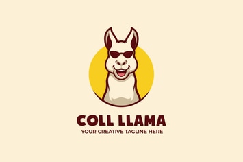 Cool Llama Wear Glasses Mascot Character Logo