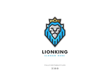 Abstract Lion King Color Line Art Logo