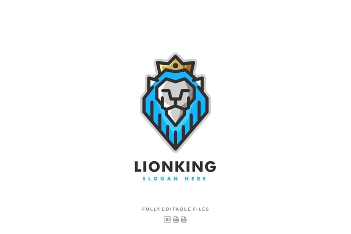 Abstract Lion King Color Line Art Logo