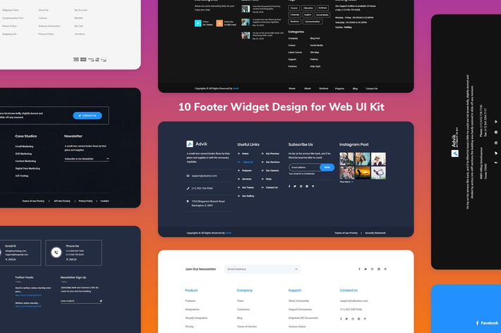 10 Footer Widget Design for Web-UI Kit
