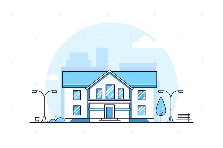 Apartment house - line design style illustration