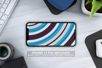 iPhone 12 PSD Mockups with Clean Background