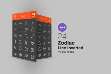 24 Zodiac Line Inverted Icons