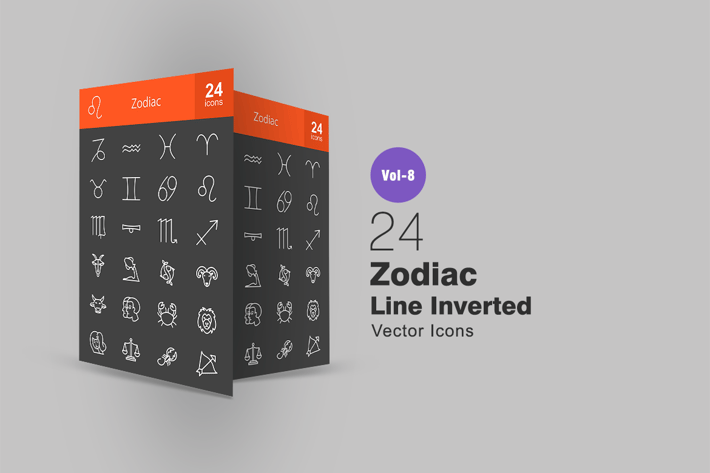 24 Zodiac Line Inverted Icons