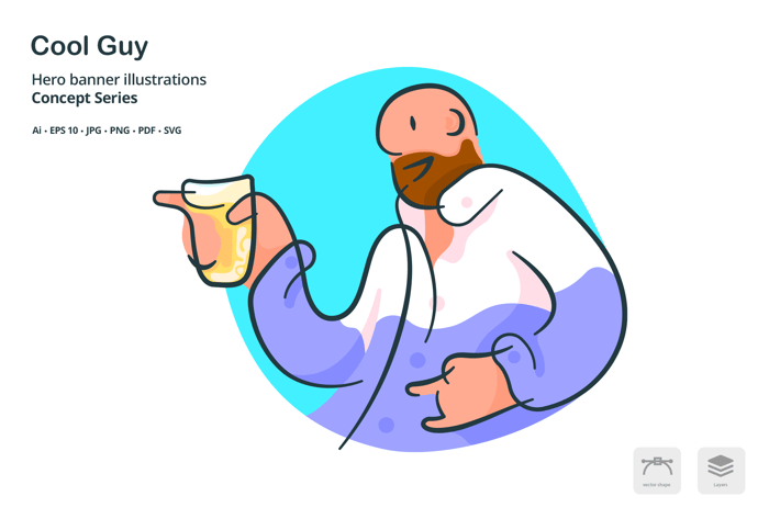 Man In Bar Vector Illustration