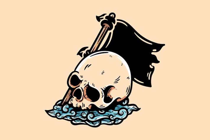 Skull With Cloud And Flag