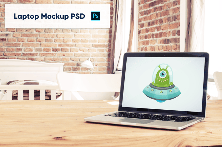 Laptop in Luxury Interior - Mockup PSD
