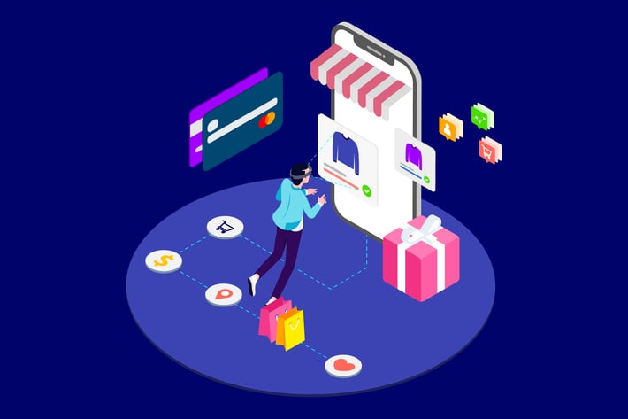 Shopping Online with VR Isometric - T2	
