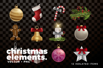 Christmas Elements and Decorations Collection