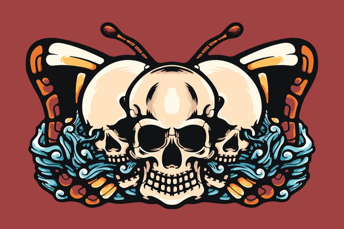 Skulls And Butterfly