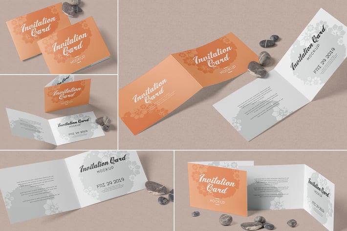 Landscape Bi-Fold Invitation Card Mockups