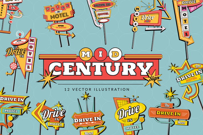 Mid Century Sign System Illustration