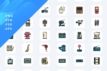 Retro Electronics Icons