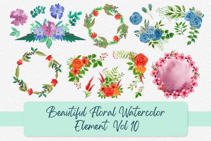 Beautiful Floral Watercolor Elements Vol 10