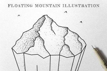 Floating Mountain - Ink Illustration