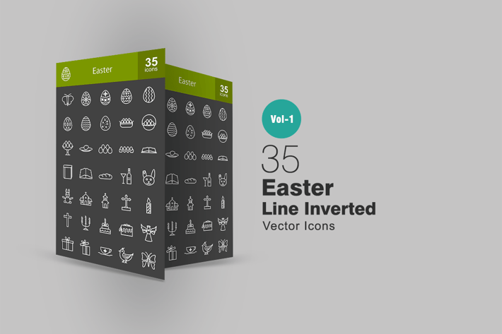 35 Easter Line Inverted Icons