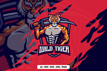 Tiger 5 Mascot Logo Template