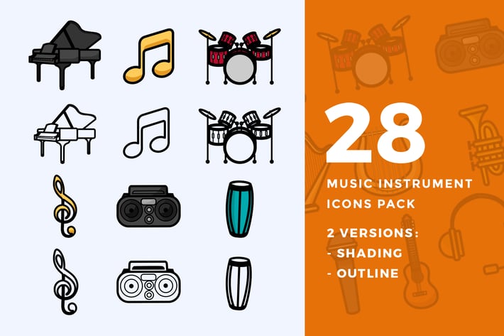 28 Music Instrument Icon Pack