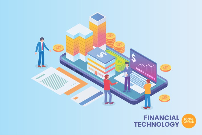Isometric Financial Technology Vector Concept
