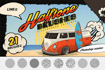 Halftone Lines: Vintage Photoshop Brushes 