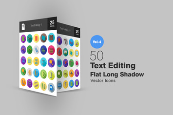 50 Text Editing Flat Shadowed Icons