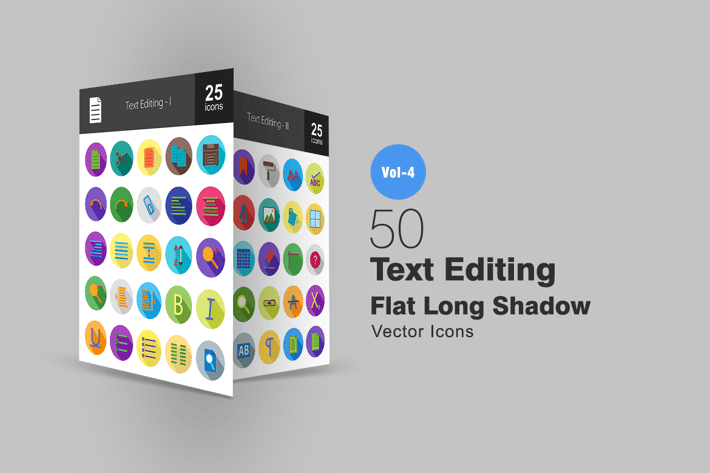 50 Text Editing Flat Shadowed Icons