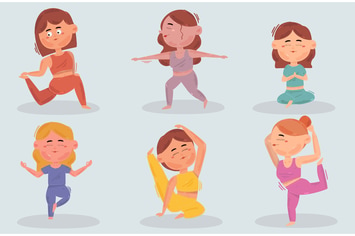 People Doing Yoga Set Illustration