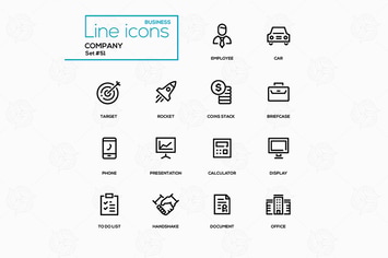 Business concept, company - line design icons set