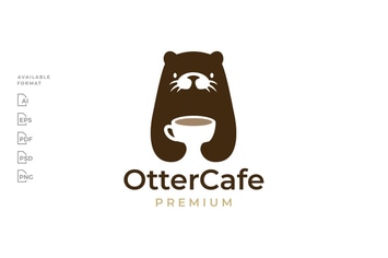 Otter Coffee Cup Drink Logo