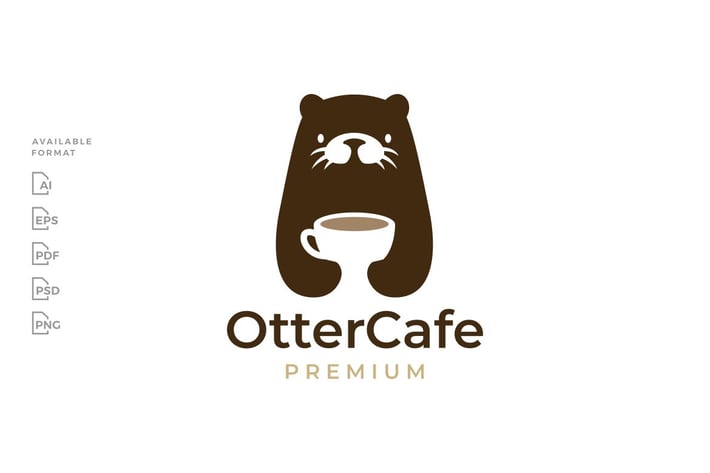 Otter Coffee Cup Drink Logo