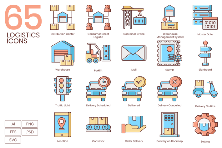 65 Logistics Icons