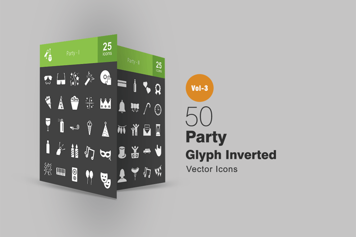 50 Party Glyph Inverted Icons