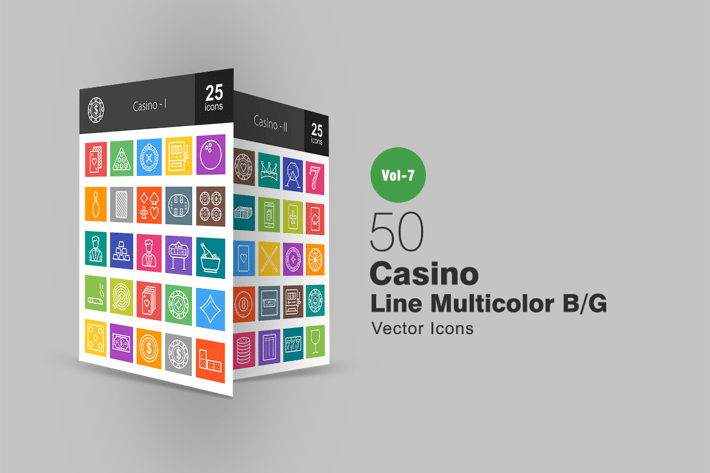 50 Casino Line Multicolor B/G Icons